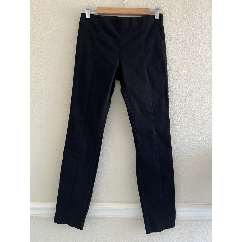 H&M Women's Size 6 Black Chino Ankle Pant Trousers Slim Straight Leg Slit Back